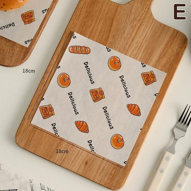 100 Stück bedrucktes Feinkost-Wachspapier von Binchi Outdoor Product in Multicolour, fettdichtes Lebensmittelpapier zum Verpacken von Brot und Burgern - Bild 1
