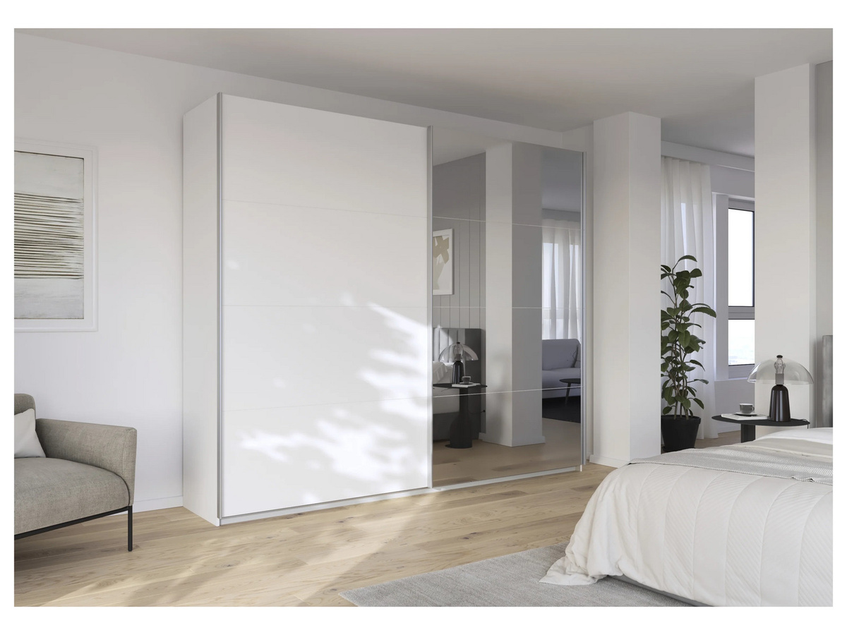 RAUCH Quadra Schwebetürenschrank mit Spiegelelementen in Weiß und Eiche, B/H: 271 x 230 cm - Bild 2
