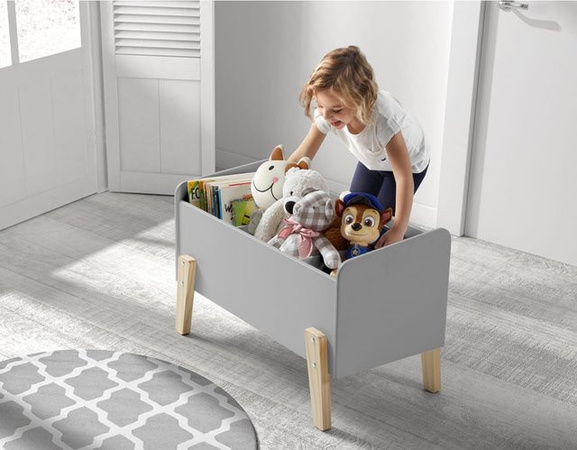Vipack Spielkiste Kiddy mit 3 Fächern in Hellgrau aus MDF für das Babyzimmer, B/T/H: 63,0 x 20,0 x 163,0 cm