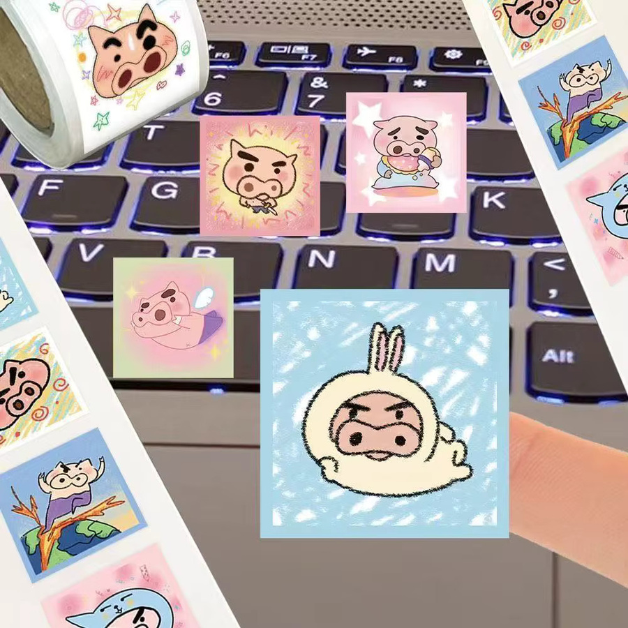Keeppley Cartoon Crayon Shin-chan Anime Buriburizaemon Siegelaufkleber, 500 Stück/Rolle - Bild 2