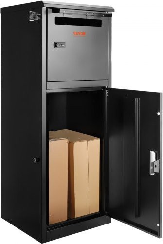 VEVOR Paketbriefkasten aus Stahl in Schwarz mit Zahlenschloss und Anti-Diebstahl-Funktion, B/T/H: 41,2 x 40,1 x 110,5 cm - Bild 1