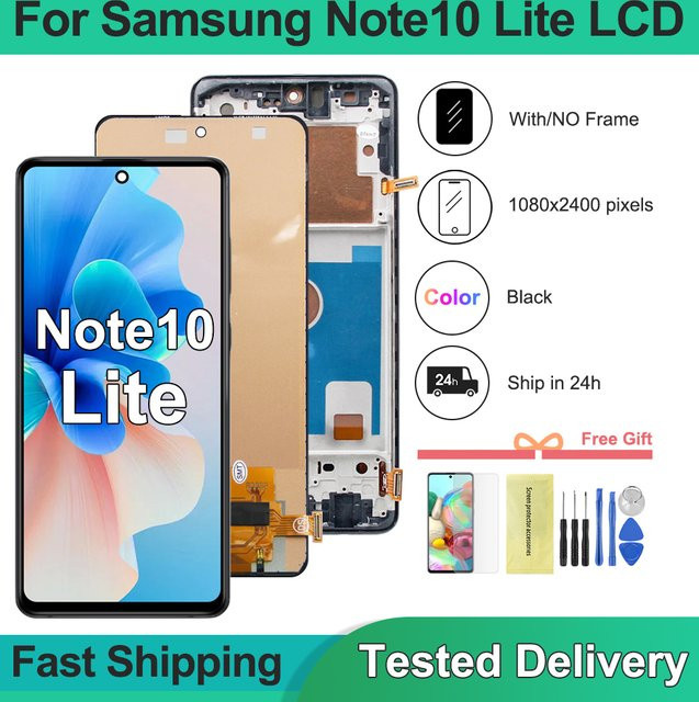 Samsung Note 10 Lite N770 Display Ersatzbaugruppe mit Touchscreen und Rahmen in Schwarz - Bild 1