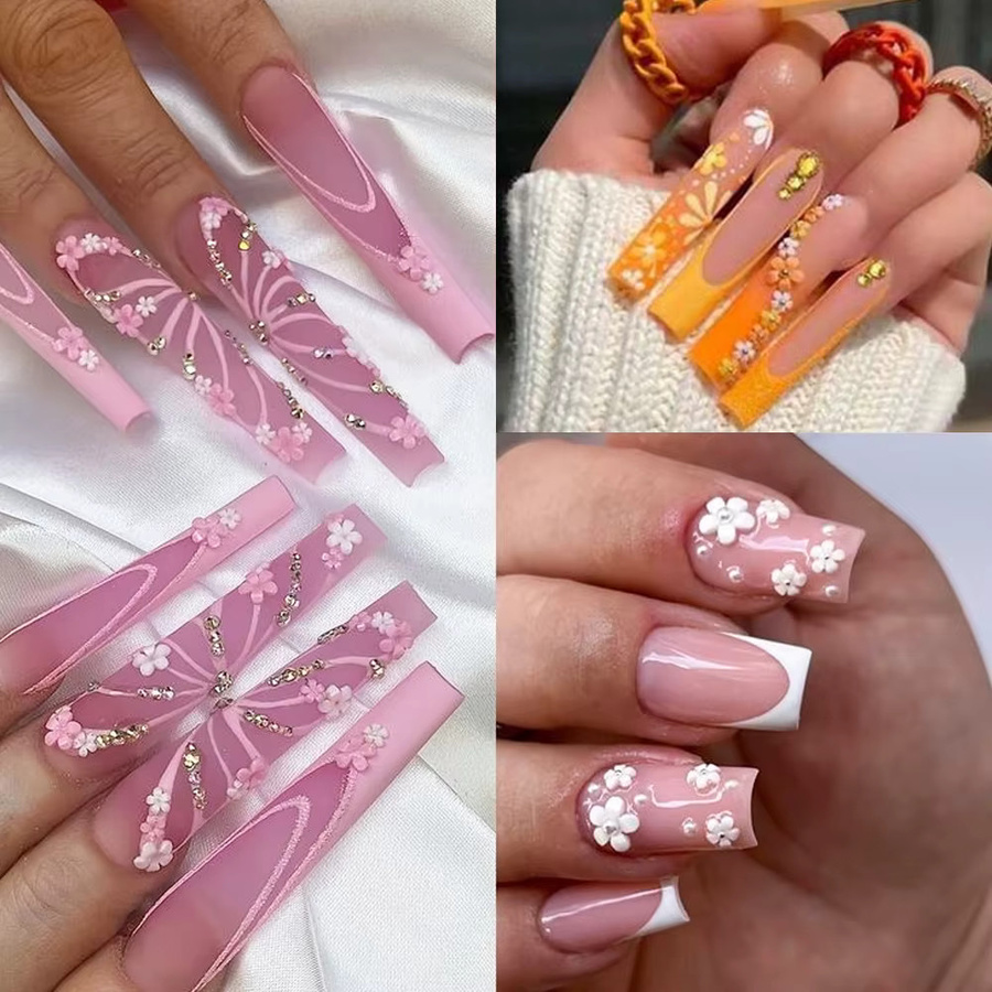 MAFANAILS Nagel-Charms, 3D-Acryl-Blumen mit Kaviarperlen, 12 Stück - Bild 3