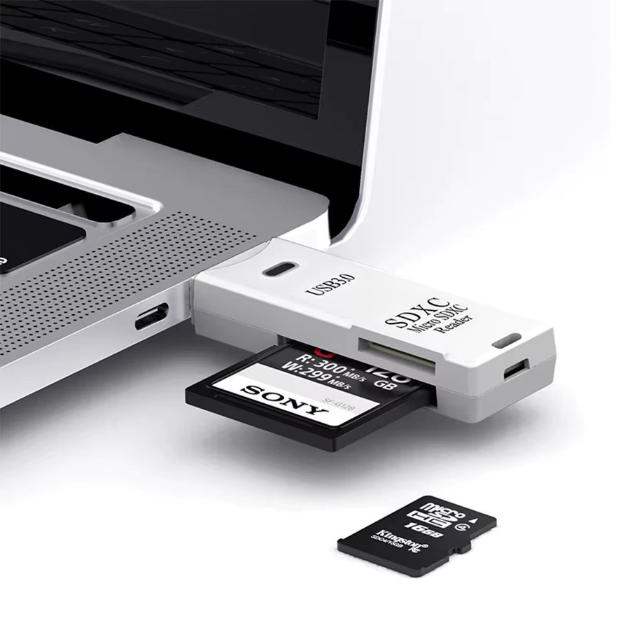2-in-1 USB 3.0 Kartenleser für Micro TF und SD Karten in Weiß für PC, Laptop und MacBook - Bild 3
