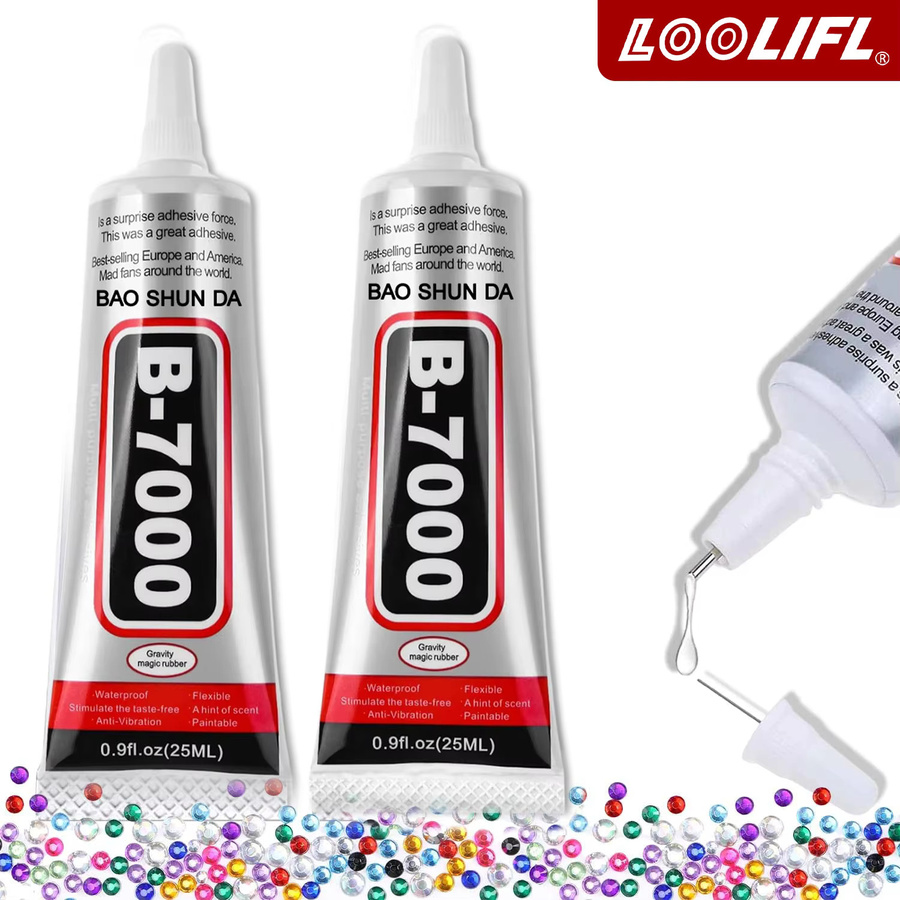 LOOLIFL B-7000 Transparenter Kleber mit Nagelkunst-Strasswerkzeugen für DIY-Maniküre, Schmuck und Bastelreparaturen, 25 ml - Bild 2