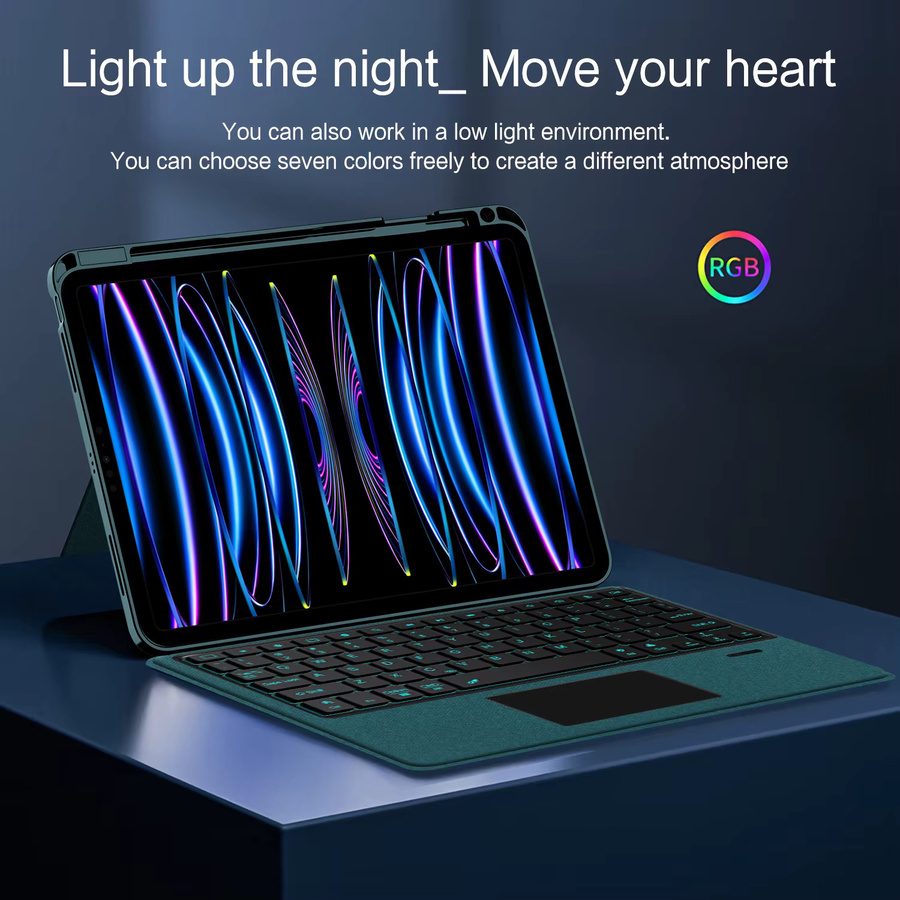 AJIUYU Magic Keyboard für iPad Air 11 Zoll M4 M3 M2 sowie iPad Pro 11 Zoll Folio Hülle mit Hintergrundbeleuchtung in Grün - Bild 2