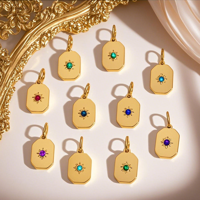 CARLIDANA Anhänger Charms, vergoldeter Edelstahl, Gold, Zirkonia - Bild 1