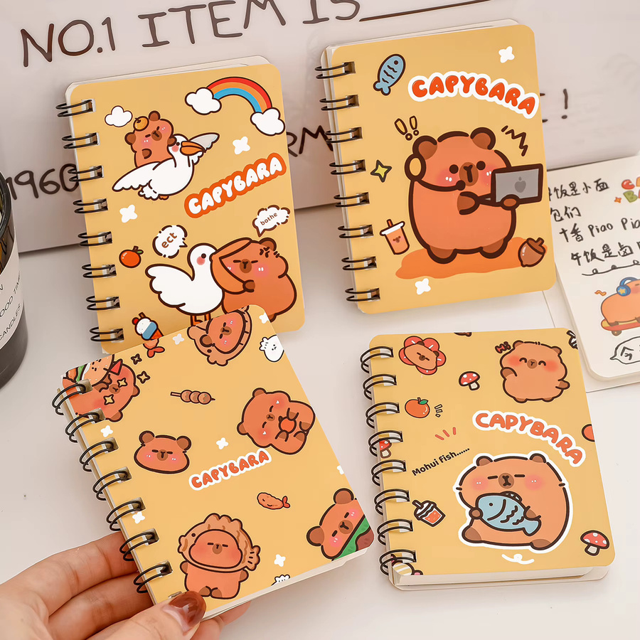 Capybara Spiral-Notizbuch A7 mit Softcover, liniertes Schreibbuch für Schule und Büro - Bild 3