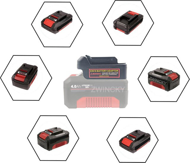 Einhell Akku-Adapter-Konverter für Einhell Power X-Change 18V Akkus zur Nutzung mit Makita, Dewalt, Milwaukee, Bosch und Parkside 18V Elektrowerkzeugen, Schwarz - Bild 1