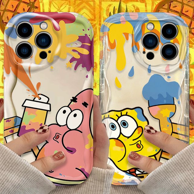 Stoßfeste Silikon Hülle Potdemiel SpongeBob Wave Case für iPhone 16 15 14 13 12 11 Pro Max Mini XS X 8 7 Plus in Multicolour - Bild 1