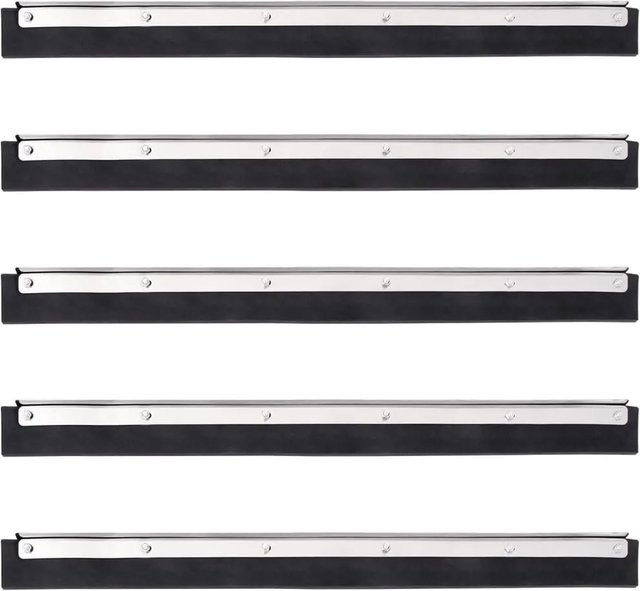 vidaXL Bodenabzieher Set 5 Stück aus Stahl und Gummi in Schwarz und Silber, B: 45,5 cm, H: 2,0 cm, T: 0,5 cm - Bild 1