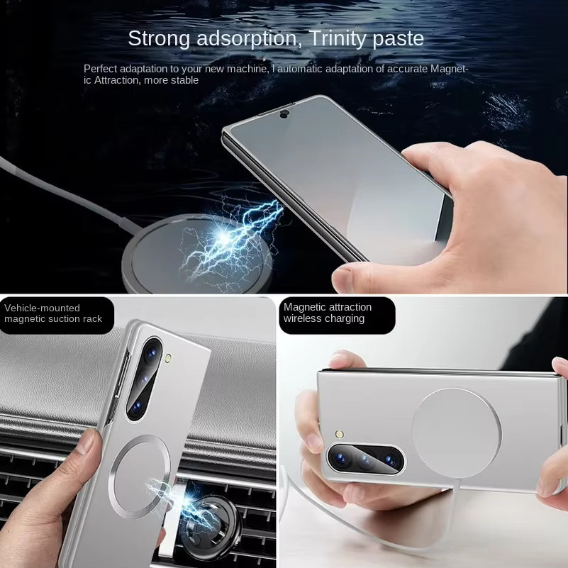 Ultradünne und harte Handyhülle mit MagSafe für Samsung Galaxy Z Fold 6, 5, 4, 3 in Silber mit mattem Finish und Kameraschutz - Bild 2