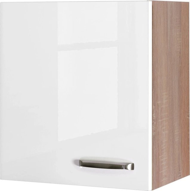 Flex-Well Küchen-Oberschrank Valero Hochglanz Weiß und Sonoma Eiche B/H/T: 50 x 55 x 32 cm - Bild 1