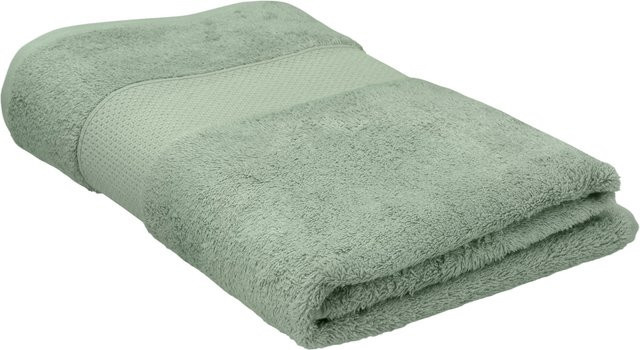 LIVARNO Duschtuch aus Baumwolle und Viskose in Grün mit Bordüre, Breite: 70 cm, Länge: 140 cm - Bild 1