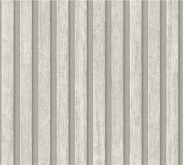 Profhome Holz Tapete Streifen Matt Grau, Vlies-Tapete für Wohnzimmer, Schlafzimmer und Küche, Breite: 0,53 m, Länge: 10,05 m - Bild 1