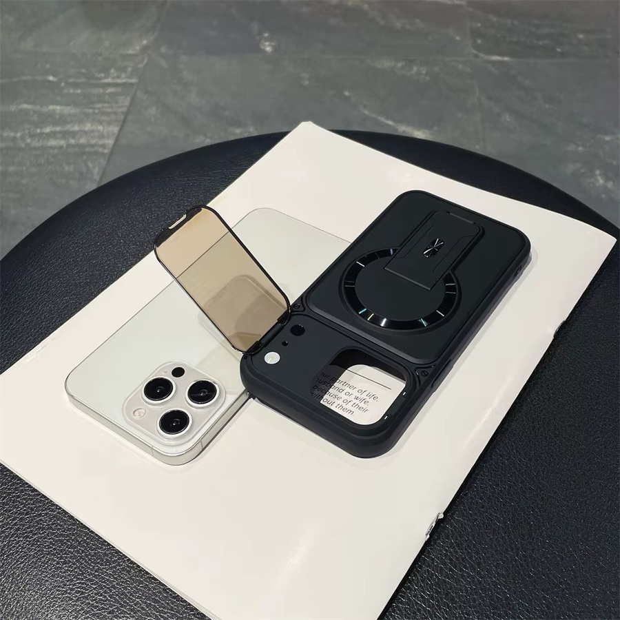EIENACOCO Unsichtbare Magnetische Standhülle für iPhone mit Objektivschutz und kabellosem Laden in Rot - Bild 3