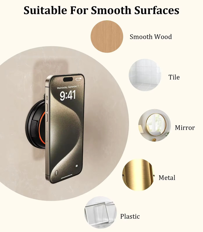 Eary Magnetischer Handyhalter Schwarz mit 360 Grad drehbarem Saugnapf für iPhone und Samsung - Bild 5