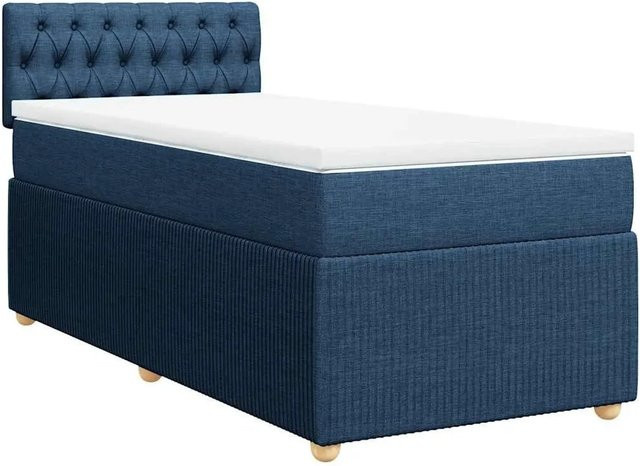 vidaXL Hybrid-Boxspringbett mit Matratze Blau und Weiß, B/T/H: 80 x 200 cm, mit USB-Anschluss und Unterbettbeleuchtung - Bild 1