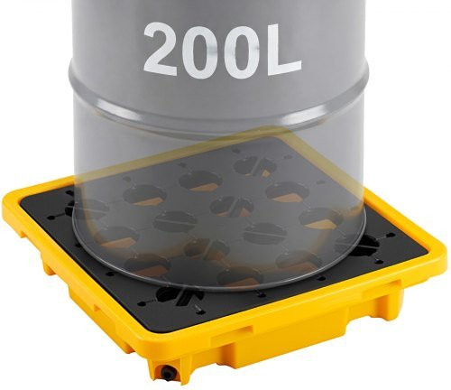 VEVOR Auffangpalette Gelb für 1 Fass mit 43,2 l Auffangvolumen, B/T/H: 67,5 x 67,0 x 15,0 cm - Bild 1