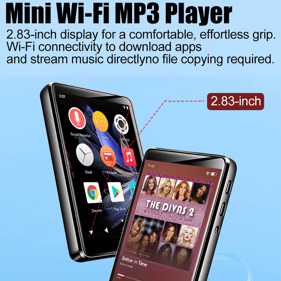 Famue PA03 Mini WiFi MP3-Player mit Android-System, Bluetooth 5.3 und 80G Speicher, Schwarz - Bild 2