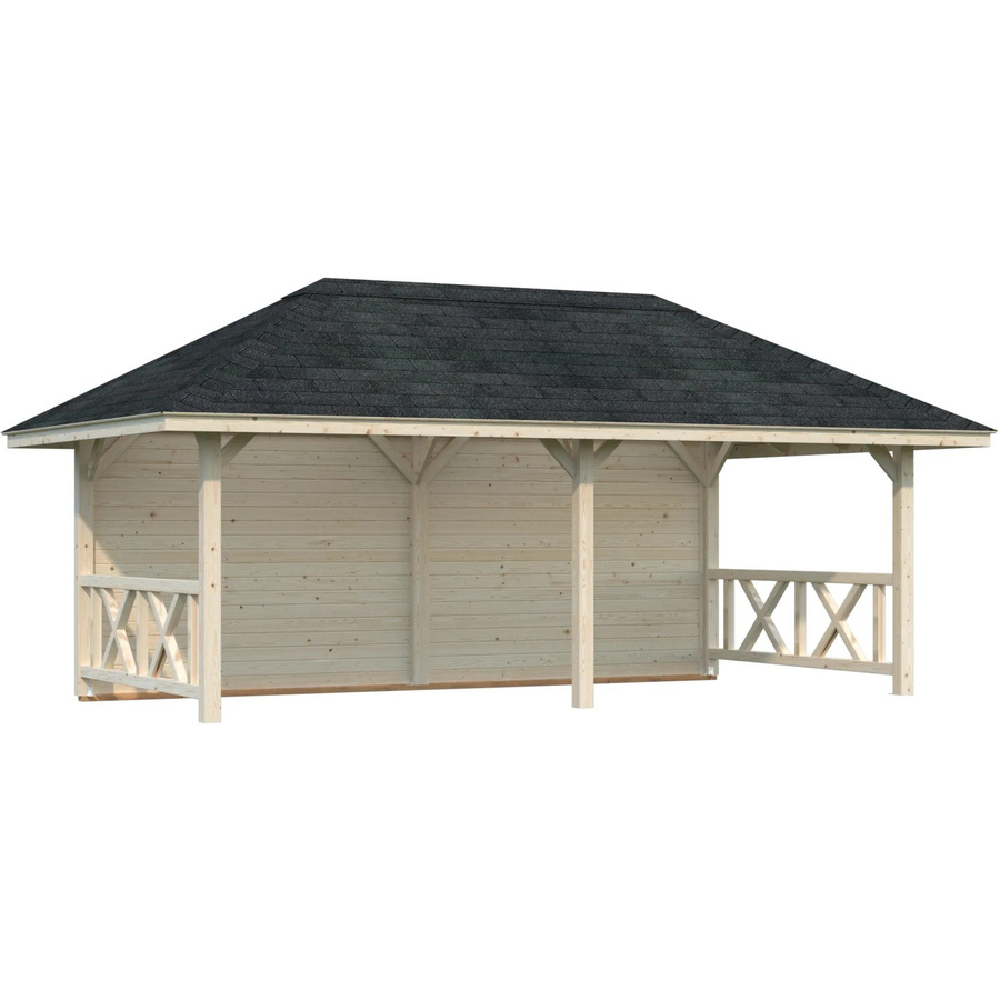 Palmako Holz-Pavillon Bianca Set aus Fichtenholz in Braun, B/H/T: 588 x 319 x 300 cm, transparent tauchgrundiert - Bild 2
