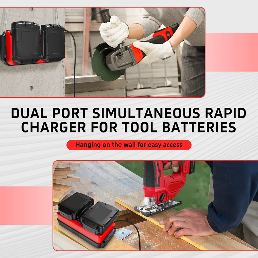 Milwaukee 90W Schnell-Doppelladegerät für 18V Lithium-Ionen-Akkus mit 2 Ports in Rot - Bild 2