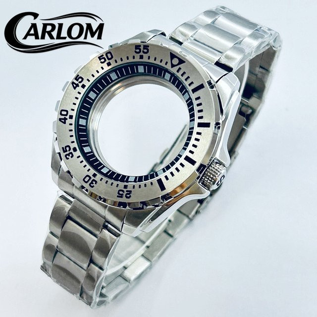 Carloms Uhrengehäuse 44 mm, Schwarz Grün Orange, Silber - Bild 1