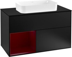 V&B Waschtischunterschrank Finion 100 mit Wandbeleuchtung in Blau Matt Lackiert, B/T/H: 100 x 50,1 x 50,1 cm - Bild 1