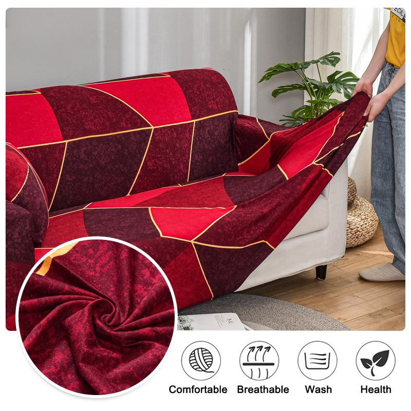 Geometrischer Stretch-Sofabezug aus Polyester, elastische und rutschfeste Couchhusse für 1-Sitzer, Breite: 90-140 cm - Bild 2