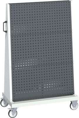 Bott mobiles Lochplatten-System Perfo Rack Plus aus Stahl mit 6 Lochplatten, Bodenwanne und Schiebegriff, Farbe: Lichtgrau und Anthrazitgrau, B: 100 cm, T: 65 cm, H: 160 cm - Bild 1