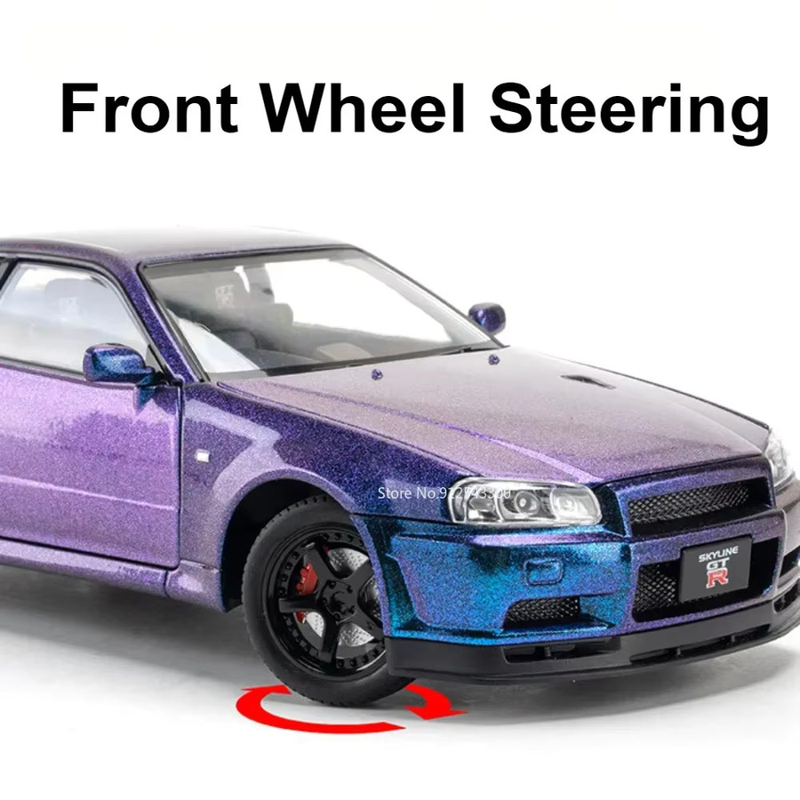 MAKEDA GTR-R34 Sportwagen Modell, 1:24, Metall, mit Licht und Sound - Bild 4