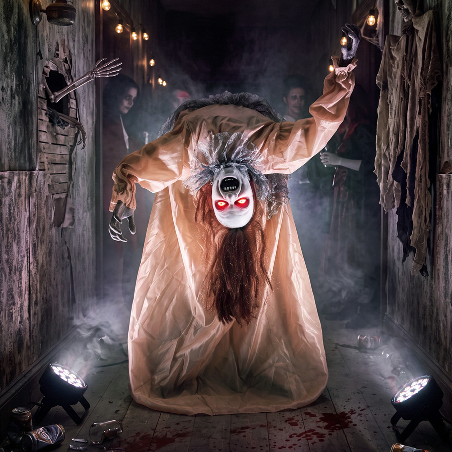 Aosom Animierter Halloween-Geist mit gebrochenem Rücken, 100 cm Höhe, Gruselige Schreie und leuchtende Augen, Geräusch- und berührungsaktiviert, für Innen und geschützten Außenbereich - Bild 2