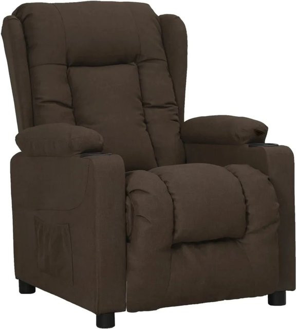 vidaXL Relaxsessel Dunkelbraun aus Stoff mit Armlehnen und manueller Hebelfunktion, B/T/H: 96,0 x 136,5 x 99,5 cm - Bild 1
