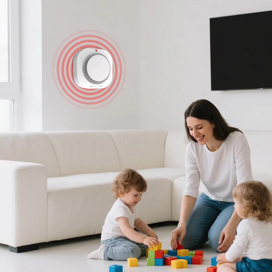 Tuya WiFi Photoelektrischer Rauchmelder 360 Grad Intelligenter Rauchmelder in Weiß - Bild 3