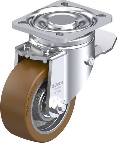 Blickle Lenkrolle mit Feststeller 749968 LH-GB 100K-1-ST, Rad-Durchmesser: 100 mm, Tragfähigkeit: 450 kg, Farbe: Braun/Silber - Bild 1