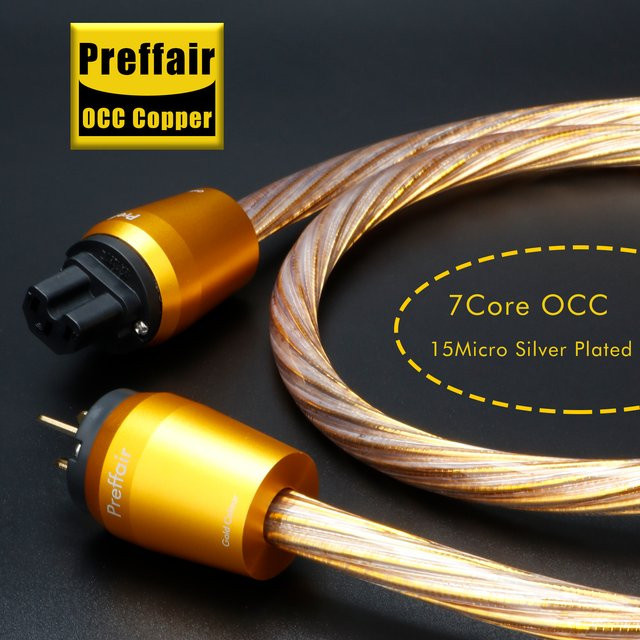 Preffair Audiophiles Stromkabel mit Gold OCC und versilberten Leitern 12AWG für Verstärker IEC 320 C15 - Bild 1