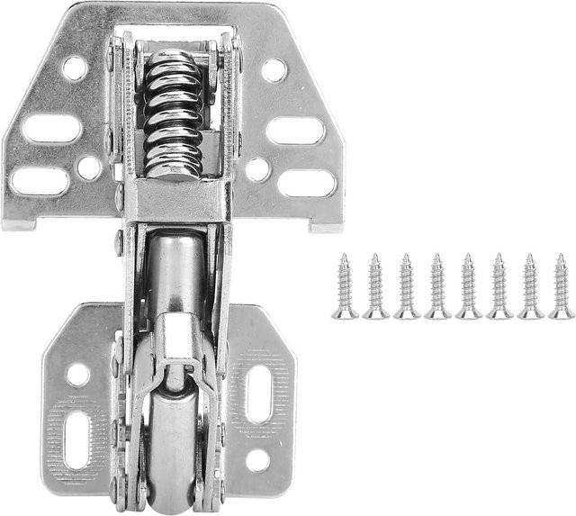 Neoglint Federscharnier Clip-On Schrankscharnier ohne Bohren aus vernickeltem Stahl in Silber - Bild 1