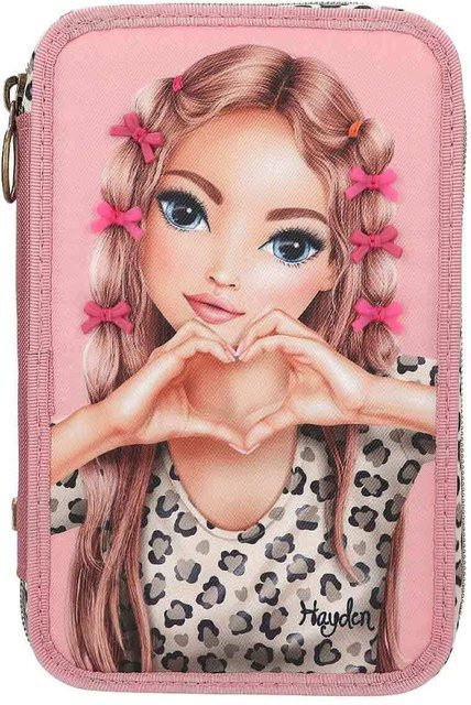 TOPModel Depesche 3-Fach Federtasche LEOHEART mit Schleifen in Pink und Rosafarben, B/T/H: 7,5 x 13 x 20 cm - Bild 1