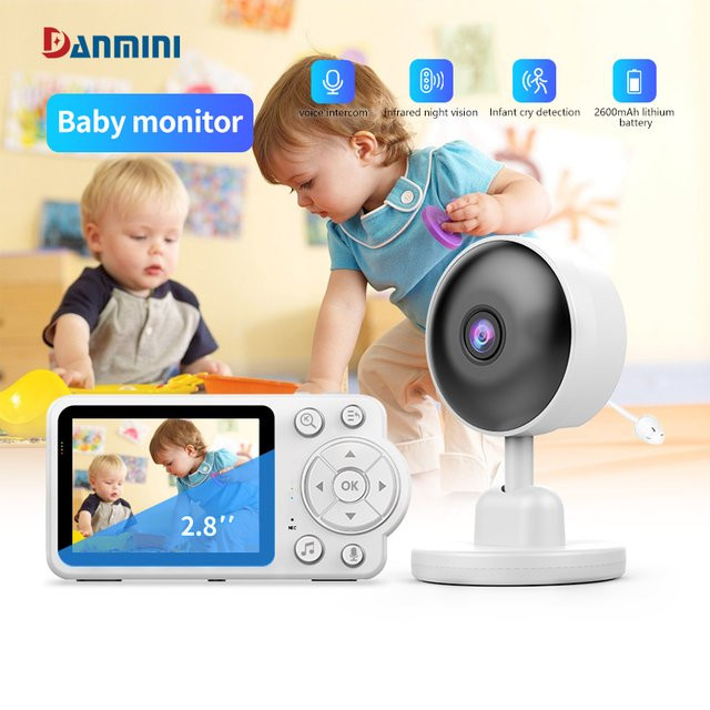 DANMINI Babyphone mit Videoüberwachung, Infrarot-Nachtsicht und Zwei-Wege-Audio Sprach-Gegensprechanlage in Weiß - Bild 1
