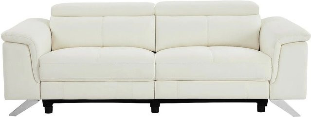 Vente-unique Relaxsofa Breyt aus Rindsleder in Weiß, Breite: 220 cm - Bild 1