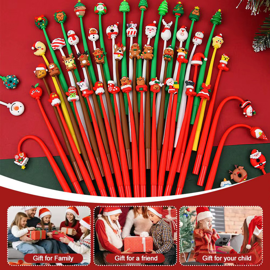 FunStationery Cartoon Weihnachten Gelstift mit weichem Silikon-Shell und 3D-Kopf, 0,5mm, Mehrfarbig - Bild 3