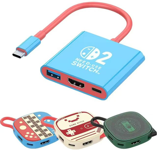 Switch 2 Dockingstation mit HDMI 4K und USB 3.0 Hub Adapter für Nintendo Switch, Laptop, PC, iPad und MacBook Air, Multicolor - Bild 1
