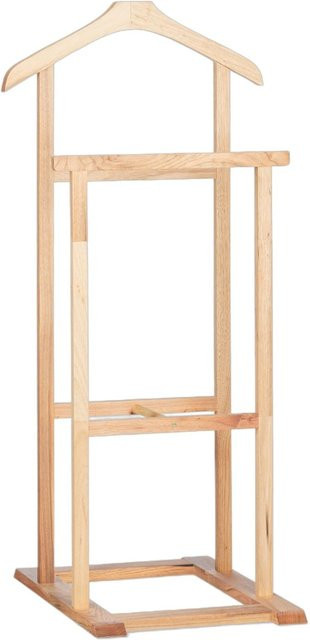 Relaxdays Herrendiener aus Walnussholz Natur in Hellbraun, Freistehend, H: 102 cm, B: 47 cm, T: 50 cm - Bild 1