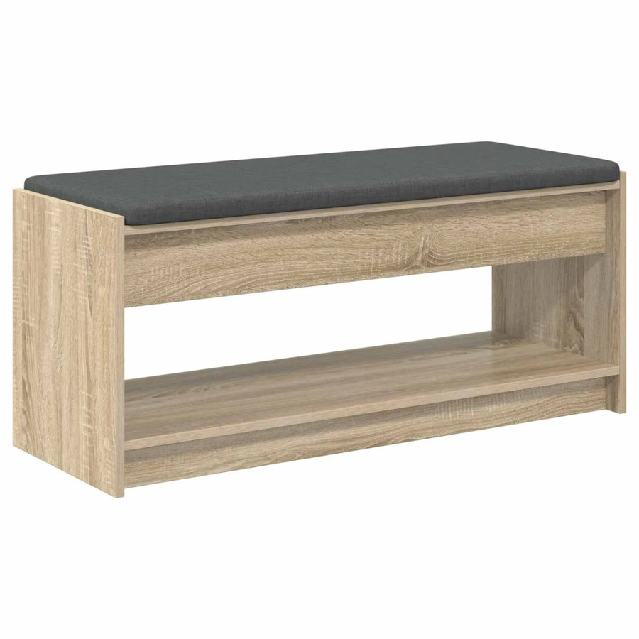 vidaXL Flurbank mit Kissen und Schuhregal in Sonoma-Eiche, B/T/H: 103 x 38 x 45 cm - Bild 2