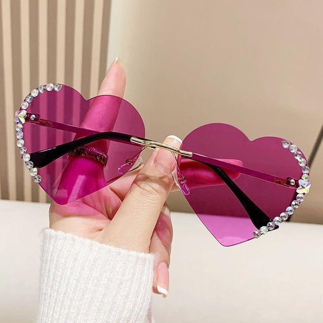 Liebendes Herz Korrektionsbrille Damen, randlos, quadratisch, Metall, lila - Bild 1