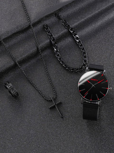 CMK Schmuck-Set, Quarzuhr, Messing, Schwarz, Herren - Bild 1