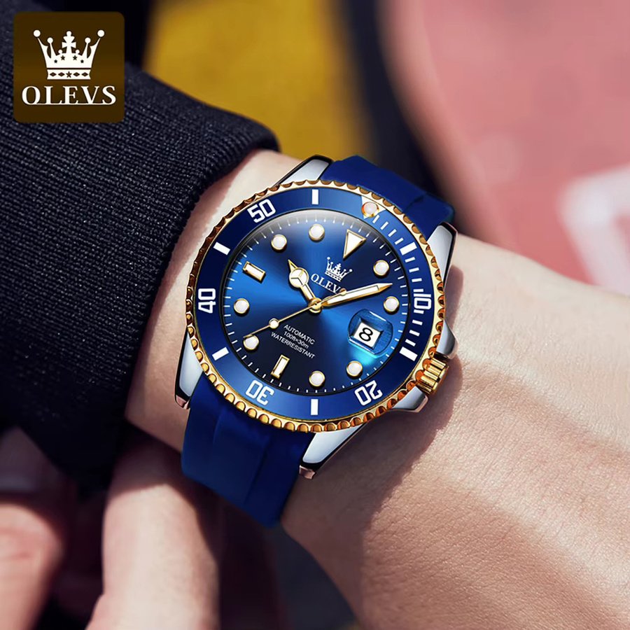 OLEVS Armbanduhr Automatik, Edelstahl, Blau, Herren - Bild 2