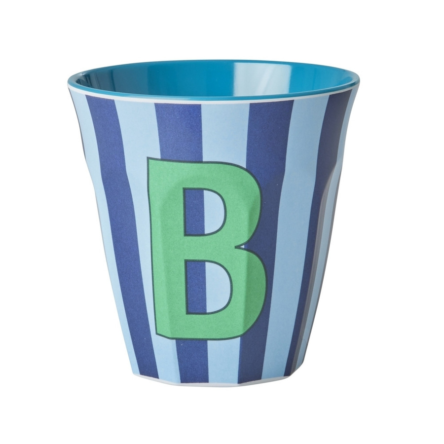 Rice Melamin Becher Buchstabe B mit Streifen in Blau, 250ml - Bild 1