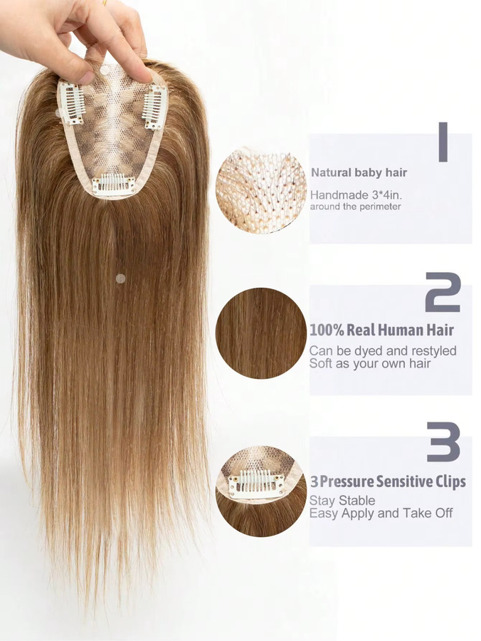 CC YOUNG Echthaar-Topper für Damen, ohne Pony, Clip-in - Bild 3
