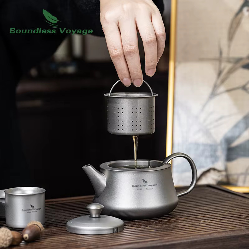 Boundless Voyage Titan-Wasserkocher aus Titan und Edelstahl, 300 ml, tragbare Teekanne für Reisen und Camping - Bild 2
